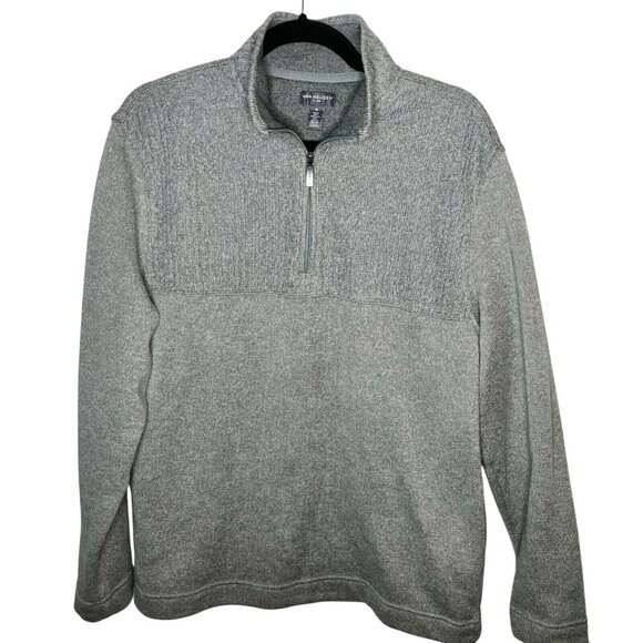 Van Heusen Flex Gray Quarter-Zip Sweater M Polyester Mens - Picture 1 of 6